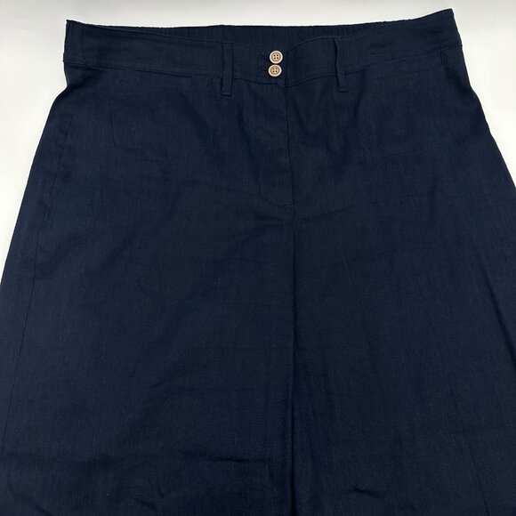 J Jill Linen Stretch Wide Leg Crop Women's Size Large Tall Navy Blue Pants - Picture 5 of 13
